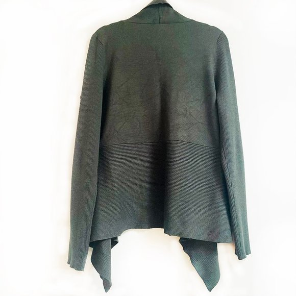 Emerald Faux Suede Knit Waterfall Cardigan - Picture 6 of 8